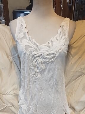 No Label Créam  Lace-Trim Sleeveless Womens Tank Top